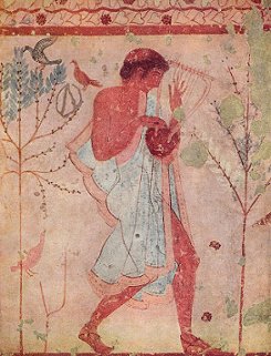 5th century BCE fresco of dancers and musicians, tomb of the leopards