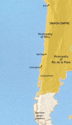 Map of Chile in 1789 CE, Chile remains one of the most isolated, culturally backward regions of Spanish America. The southern region of Chile is by no means fully pacified