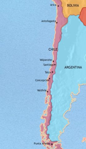Map of Chile in 2005 CE, after a period of political upheaval and human rights abuses, Chile became a democracy. It is now one of the most prosperous countries in South America.