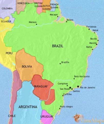 Map of Brazil in 1960 CE, despite the sharp economic downturn of the early 1930s, Brazil developed a large home-grown industrial base. Its brand-new capital is Brazilia.
