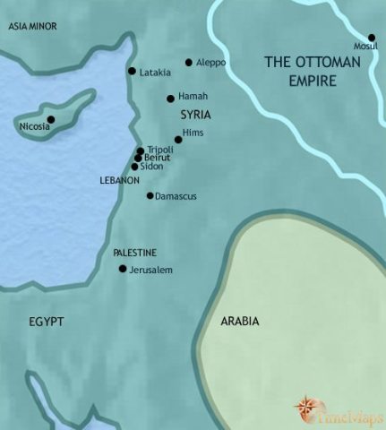 Map of Syria in 1648 CE, now part of the Ottoman empire, it is a time of peace and commercial expansion. Local religious communities enjoy a measure of self-government.