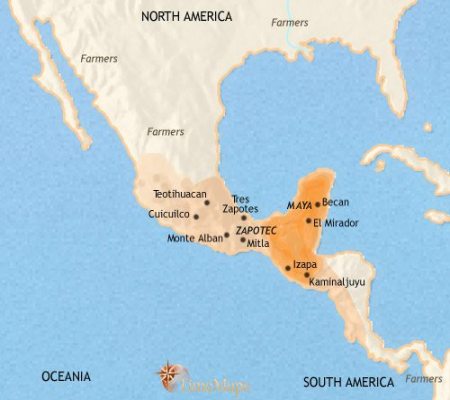 history map of the Mayan civilization