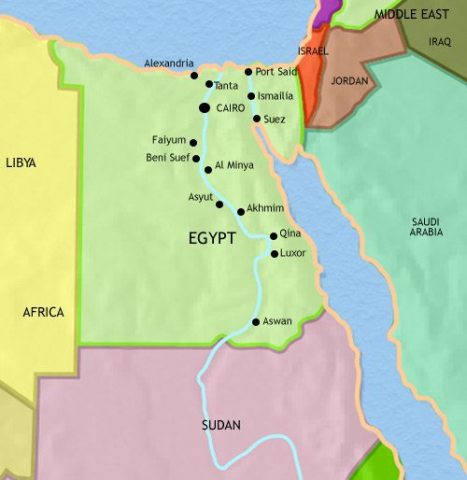 Map of Egypt in 2005 CE, the union with Syria soon broke, after defeat in two wars with Israel, Egypt became a moderate voice that promoted talks between the Arabs and Israelis.