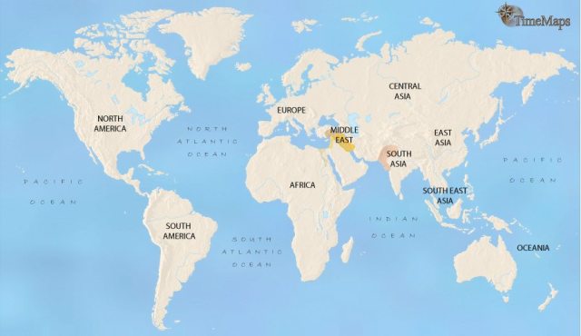 Map showing world history in the early Bronze Age