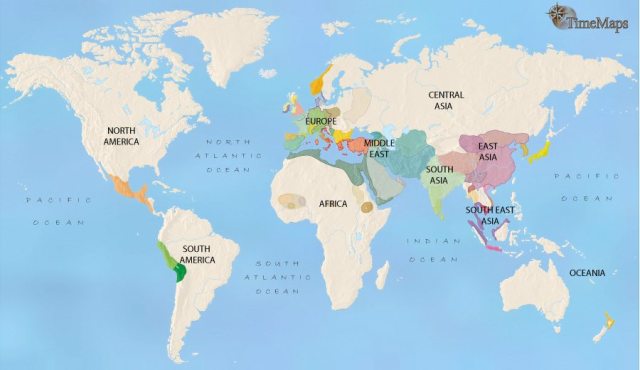 Map showing world history at the time of the Song Empire in China