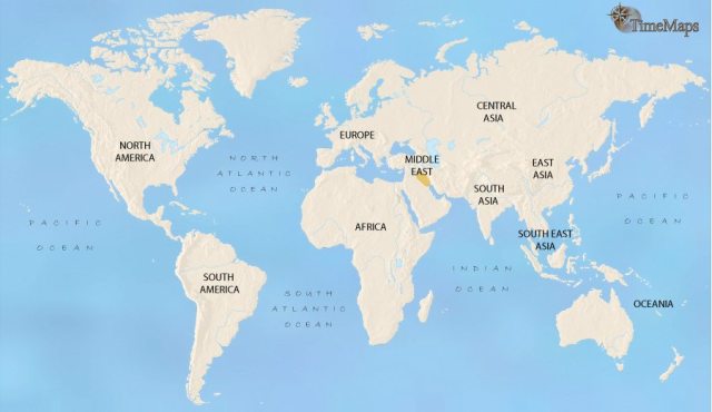 Map showing world history at the time of the first civilization