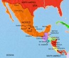 Map of Mexico and Central America at 1914CE