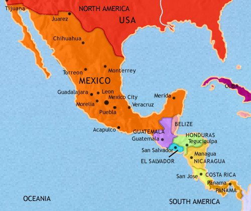 Map Of Mexico And South America