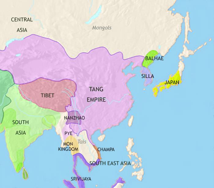 アジア図　Asien nach den neusten und besten Map of China, Japan and Korea, 750 CE: The Tang Empire