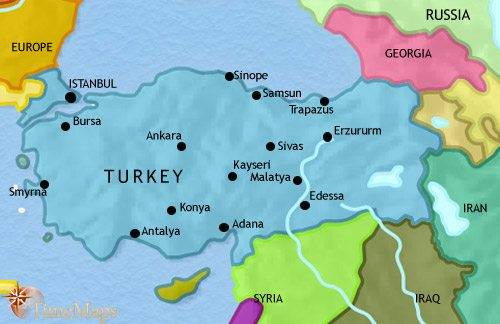 Map of Turkey, 1960: Mid-Twentieth Century History | TimeMaps
