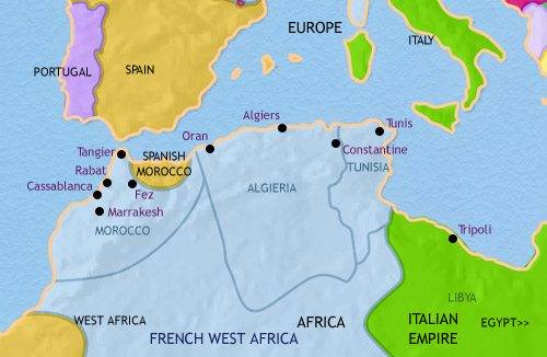 Map of North Africa in 1914: Early Twentieth Century History