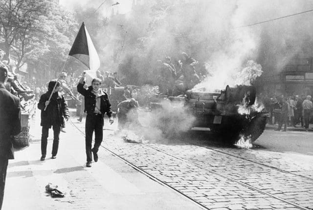 Czechoslovaks-carry-their-national-flag-in-spring
